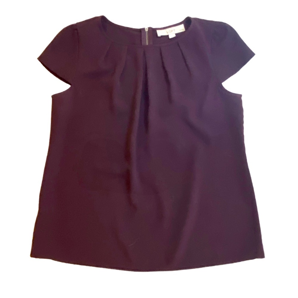 LOFT Dark Purple Cap Sleeve Blouse Size SP